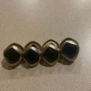 Gold with blue and green stones stretchable bracelet